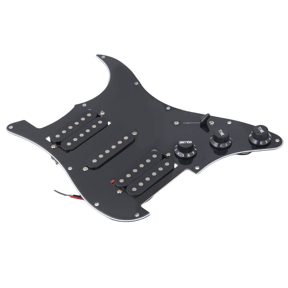 logyues Loaded Prewired Pickguard Guard Plate with HSH Preload Pickup for Electric Guitar (Black)