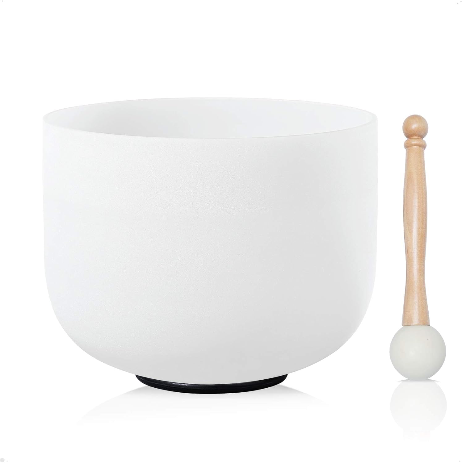 CVNC 432HZ 12 Inch C Note Root Chakra Frosted Quartz Crystal Singing Bowl Meditation Therapy Sound Healing Instrument Sound Bath