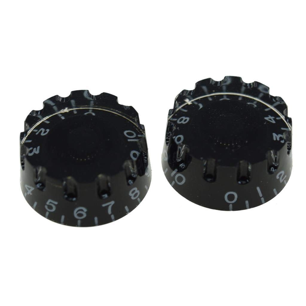 Dopro 2Pcs Usa(Imperial) Lp Guitar Knurled Speed Dial Knobs 24 Fine Splines Control Knobs For Usa Les Paul/Cts Pots Black