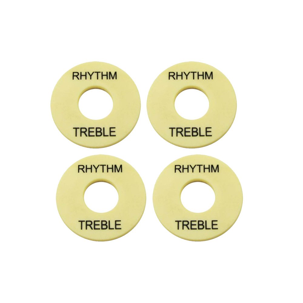 Musiclily LP Guitar Toggle Switch Washer Rhythm Treble Ring Plate for Epihone Les Paul Electric Guitar,Ivory(Pack of 4)