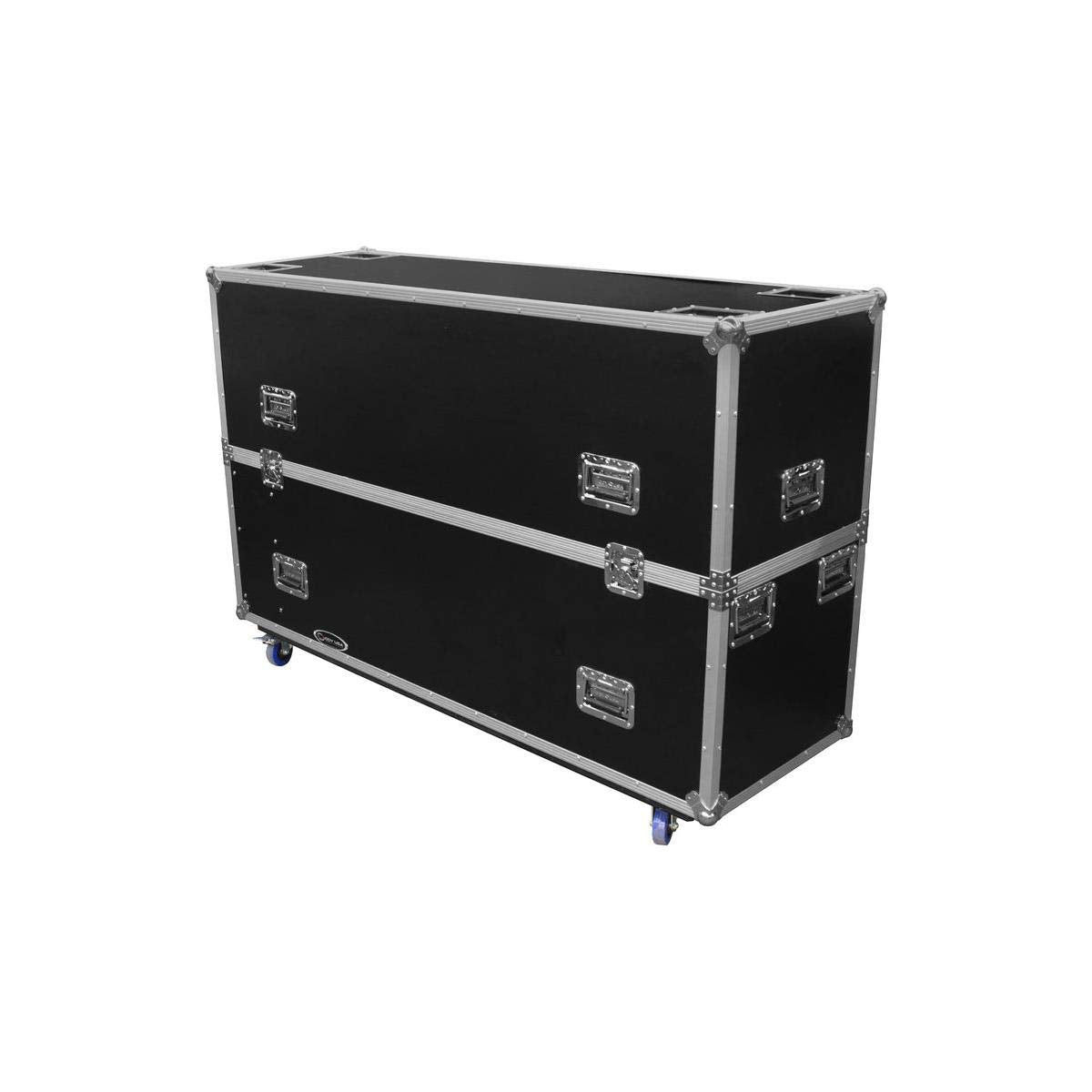 Dual 60-65 Flat Screen Monitor Flight Case with Casters