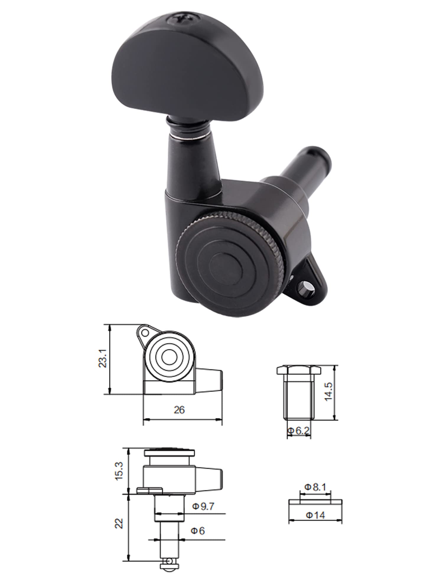 Metallor Locking Guitar String Tuning Pegs Tuning Keys Machine Heads Tuners 1:18 Gear Ratio 6 In Line for Right Handed Electric