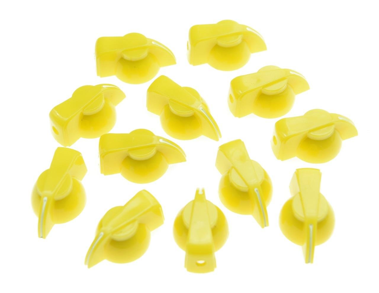 Kaish 12Pcs Flat Top Guitar Amplifier Knobs Effect Pedal Knob Chicken-Head Knobs Yellow