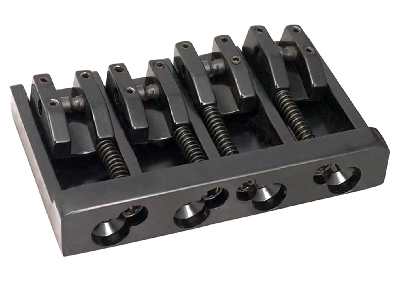 Vintage 4 String Bass Bridge Tailpiece A-style Roller Saddle Bridge Top Load or String Through Body (Black)
