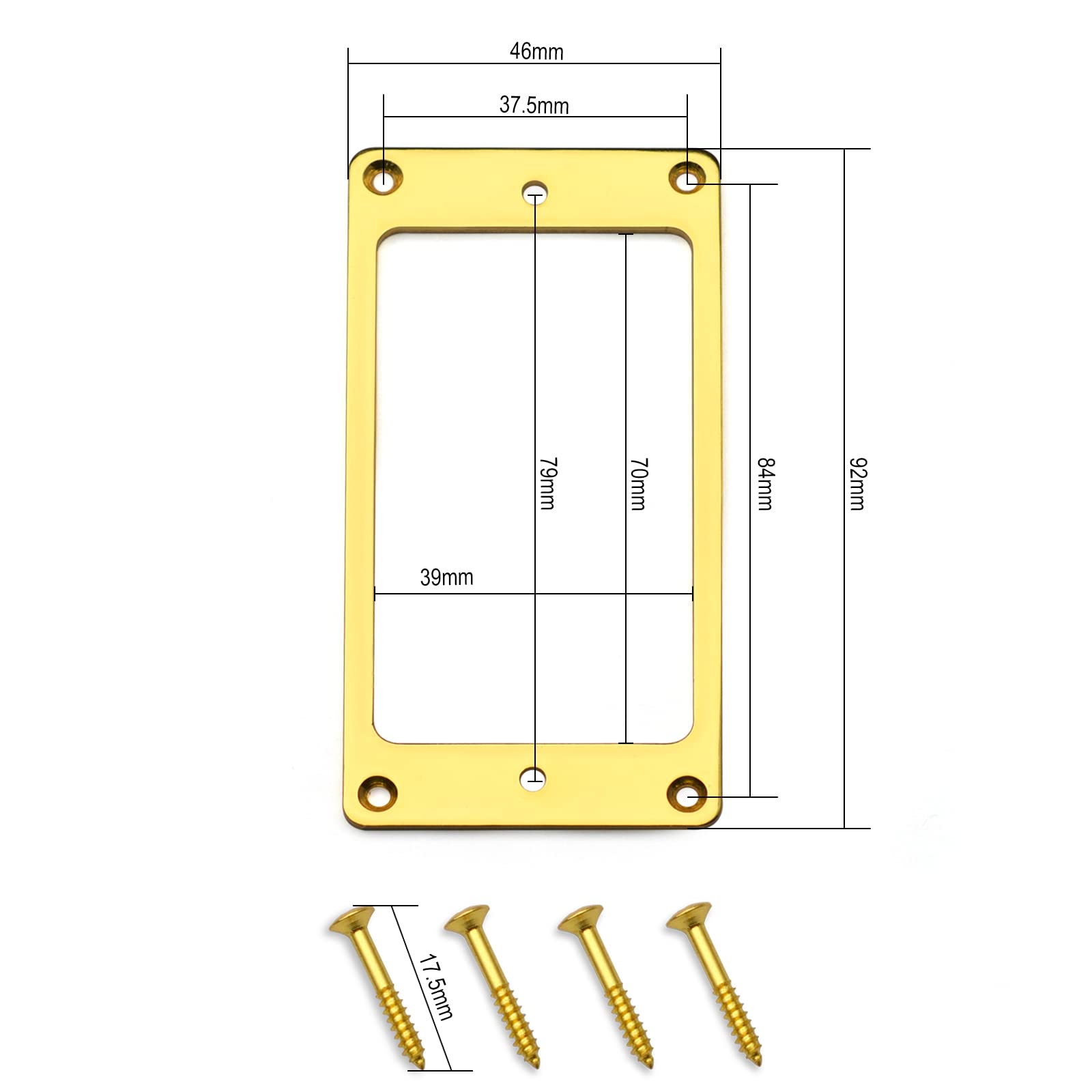 MAXCHEER 2PCS Metal Iron Flat Humbucker Pickup Ring for Electric Guitar Replacement (Glod)