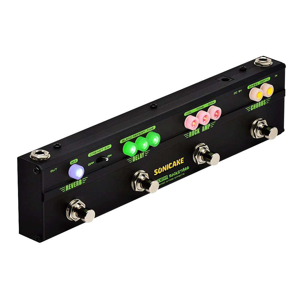 SONICAKE Bass Effects Pedals Multieffect Preamp Compressor Boost Fuzz Octave Multi Effects Pedal Boom Ave With FX Loop