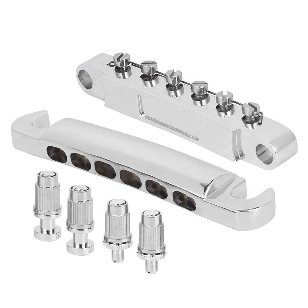 Electric Guitar Bridge, Standard 12 String Size Guitar Bridge Full Set Bridge Tail Stud Zinc Alloy Silver Guitar Parts Accessori