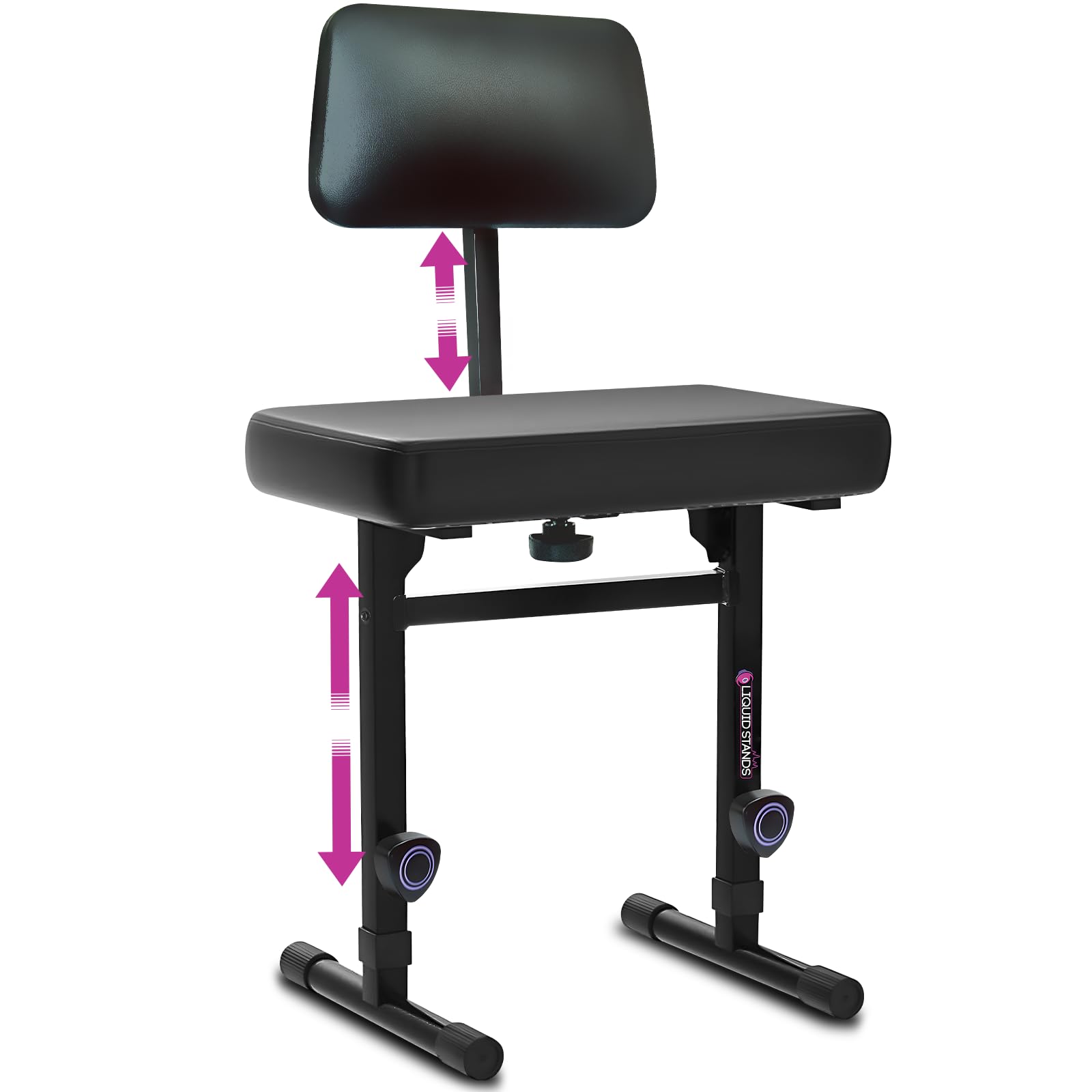 Liquid Stands Piano Bench Adjustable Stool - Music Keyboard Bench with Backrest Seat for Piano Keyboard Stand with Black Padded 