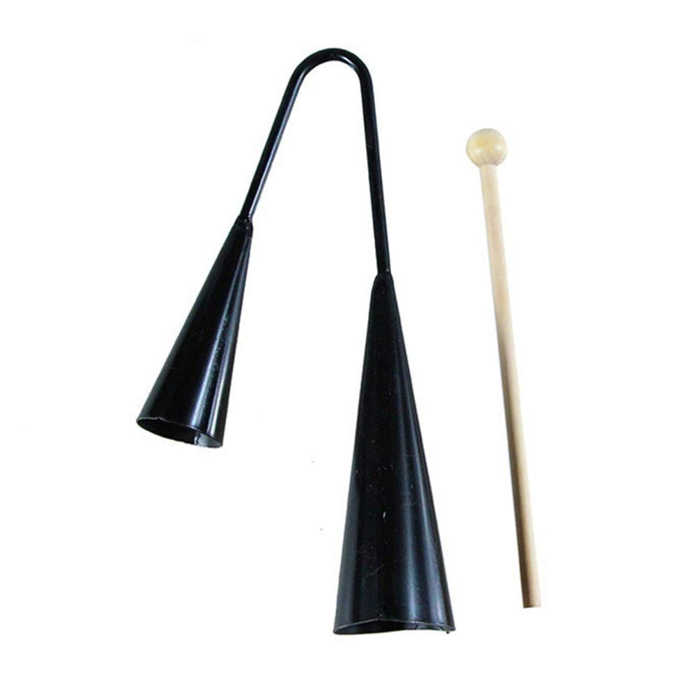 Agogo Bell Two Tone Traditional Samba Percussion Instrument With Wooden Stick For