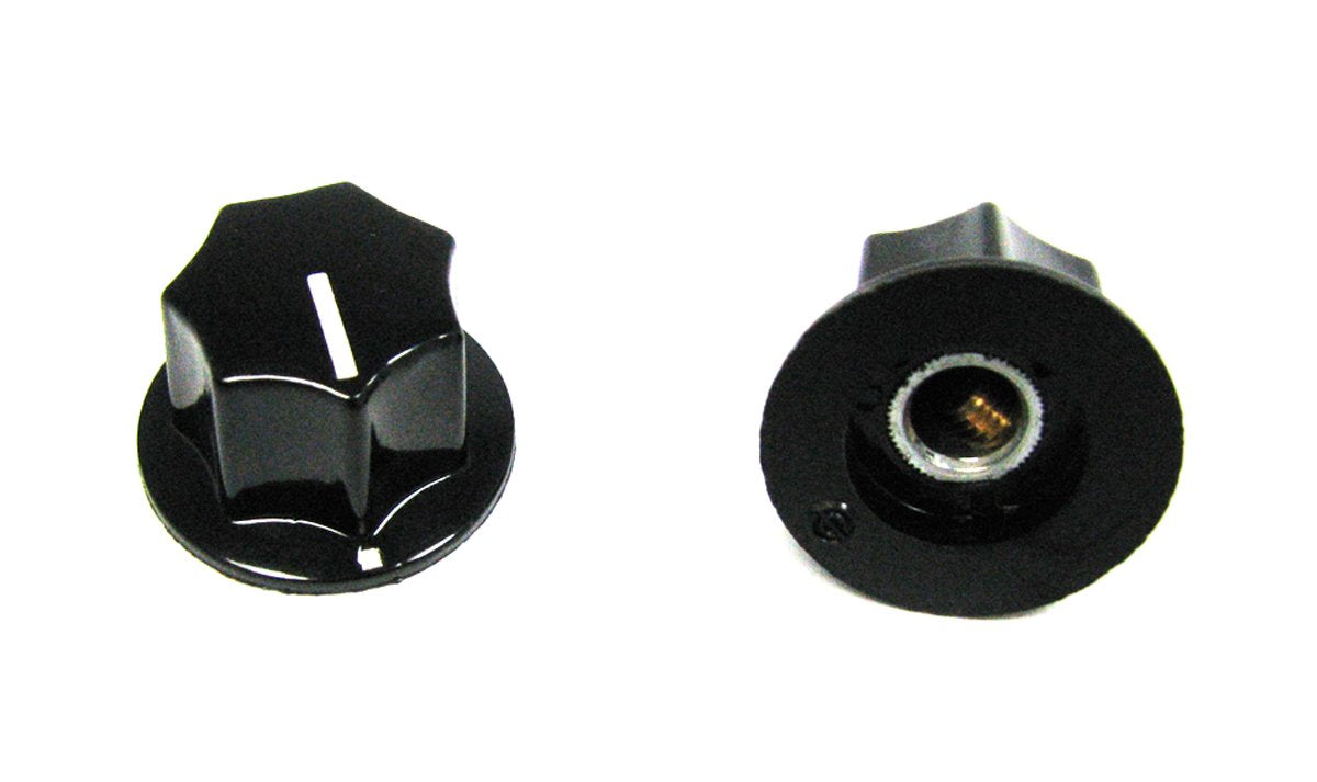 2-Pack Guitar Potentiometer Knobs: Black ''Top Hat'' With Set Screw