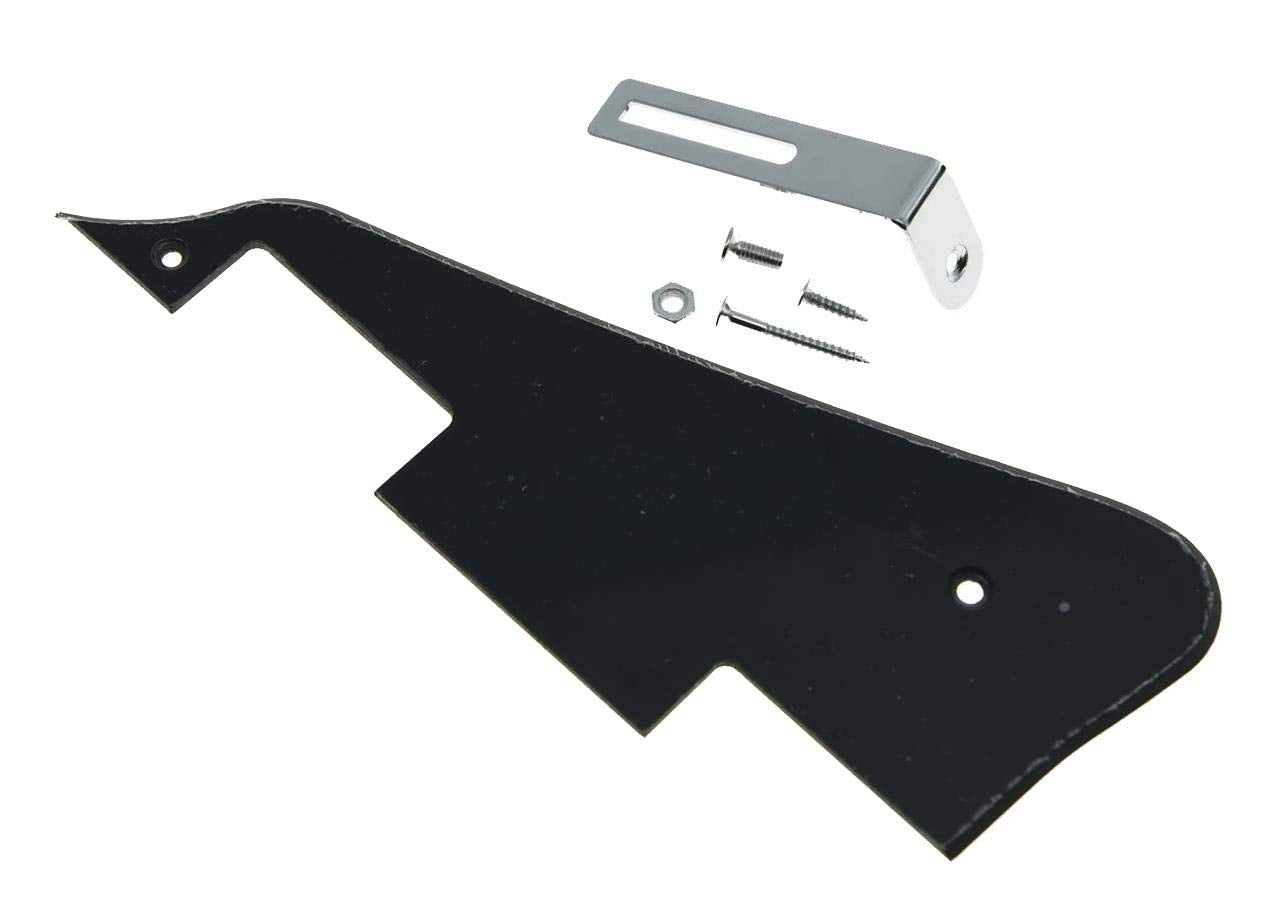 Kaish Single Black 1 Ply Lp Guitar Pickguard With Chrome Bracket For Epi Les Paul
