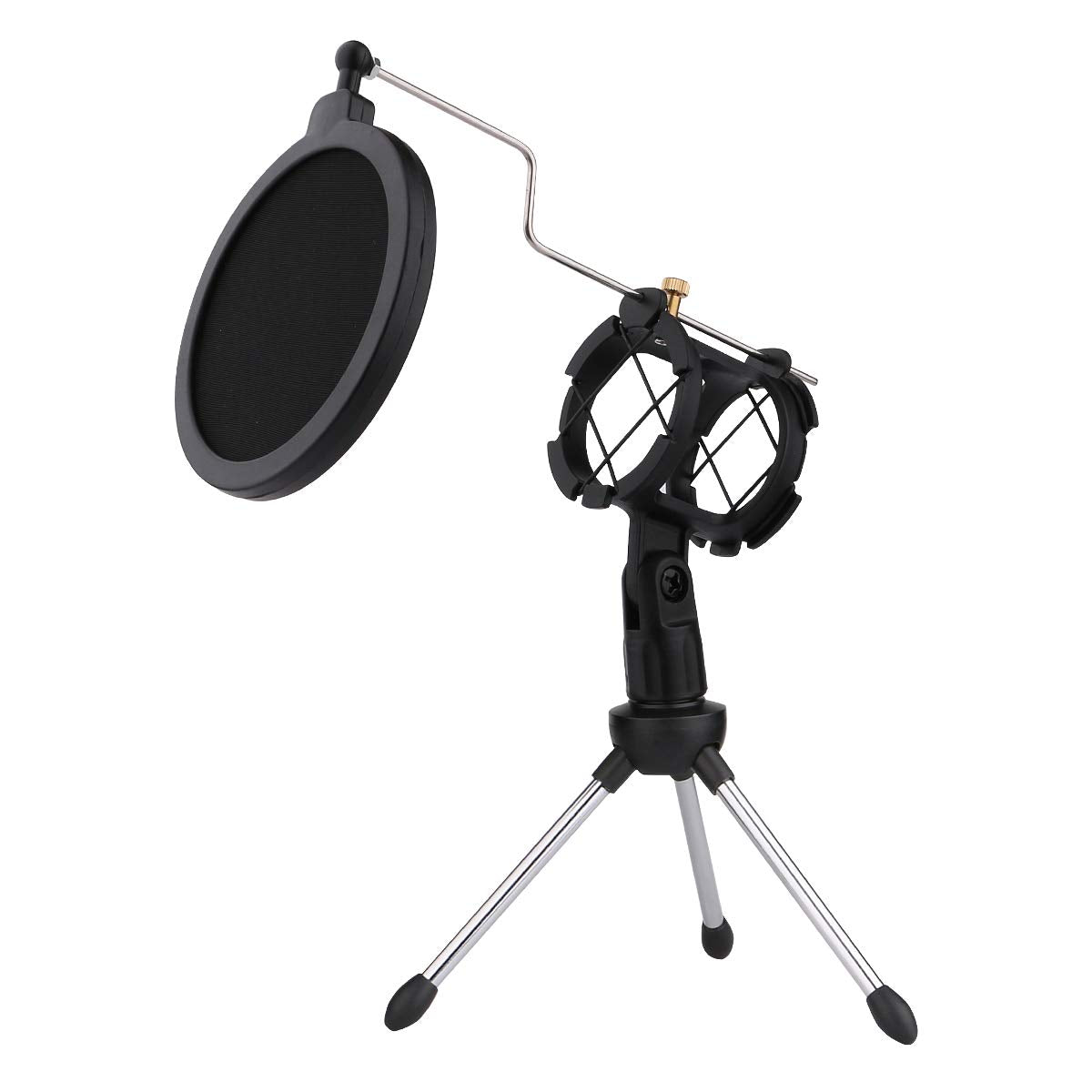 Dreokee Desktop Mic Stand, Microphone Stand Desk Tripod Stand With Shock Mount Portable Mic Holder And Double-Non-Slip Feet Net