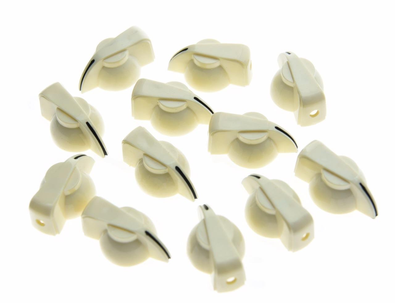 Dopro Pack of 12 Flat Top Guitar Chicken Head Knob AMP Effect pointer Knob Ivory