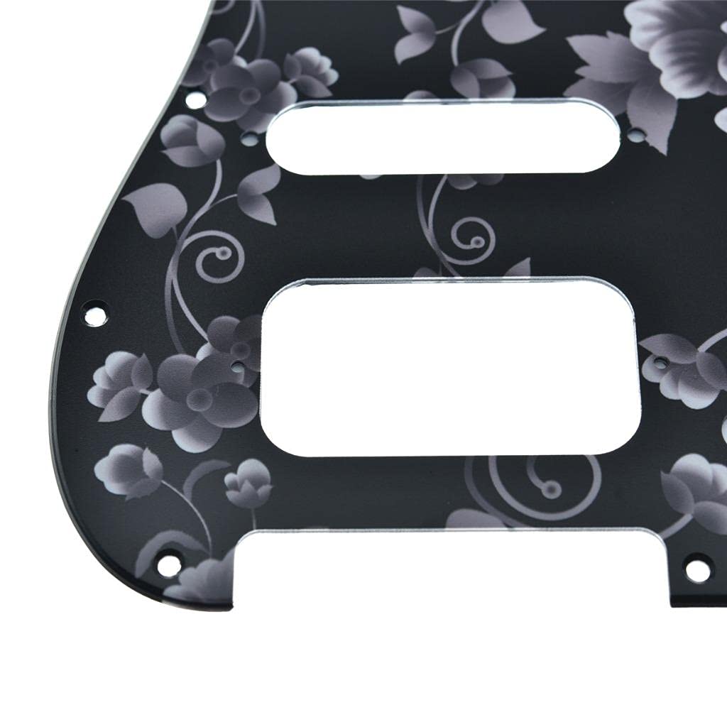 Dopro 11-Hole Strat HSS Guitar Pickguard 2-Screw Humbucking Pickup Mount for American FD Stratocaster Flower Pattern
