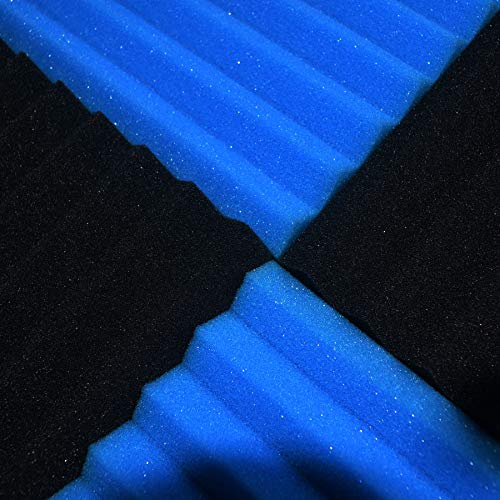 96 Pack Blue/black Absorb the echo Acoustic Foam Panel Wedge Studio Soundproofing Wall Tiles 12'' X 12'' X 1''
