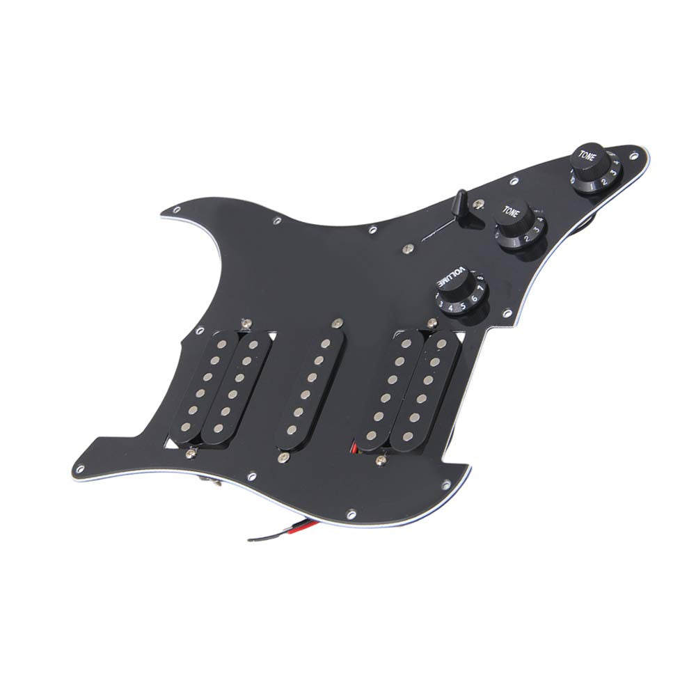 logyues Loaded Prewired Pickguard Guard Plate with HSH Preload Pickup for Electric Guitar (Black)