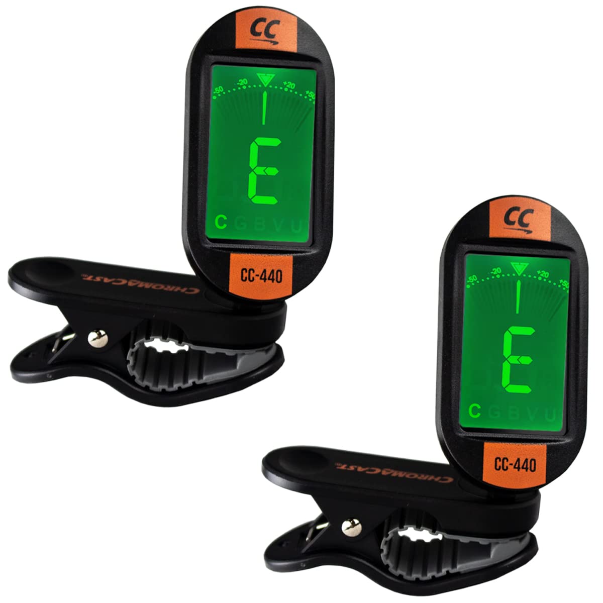 Chromacast Cc-440 Clip On Chromatic Tuner, Sunset Orange, Pack Of 2 (Cc-440-Sor-2Pk)