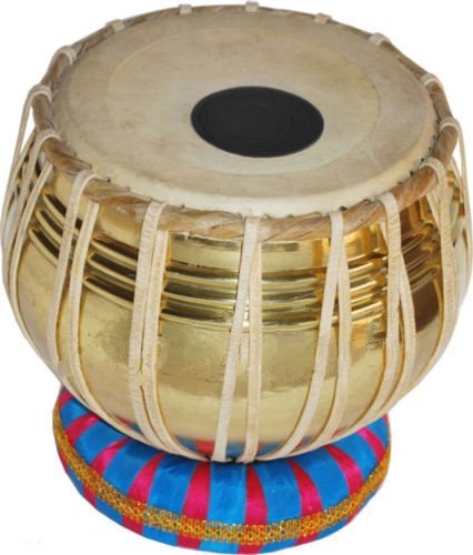 Sai Musical Sheesham Wood Tb-0086 Hand Made Unique Design Brass Tabla Set Gold Color - A Musical Instrument.