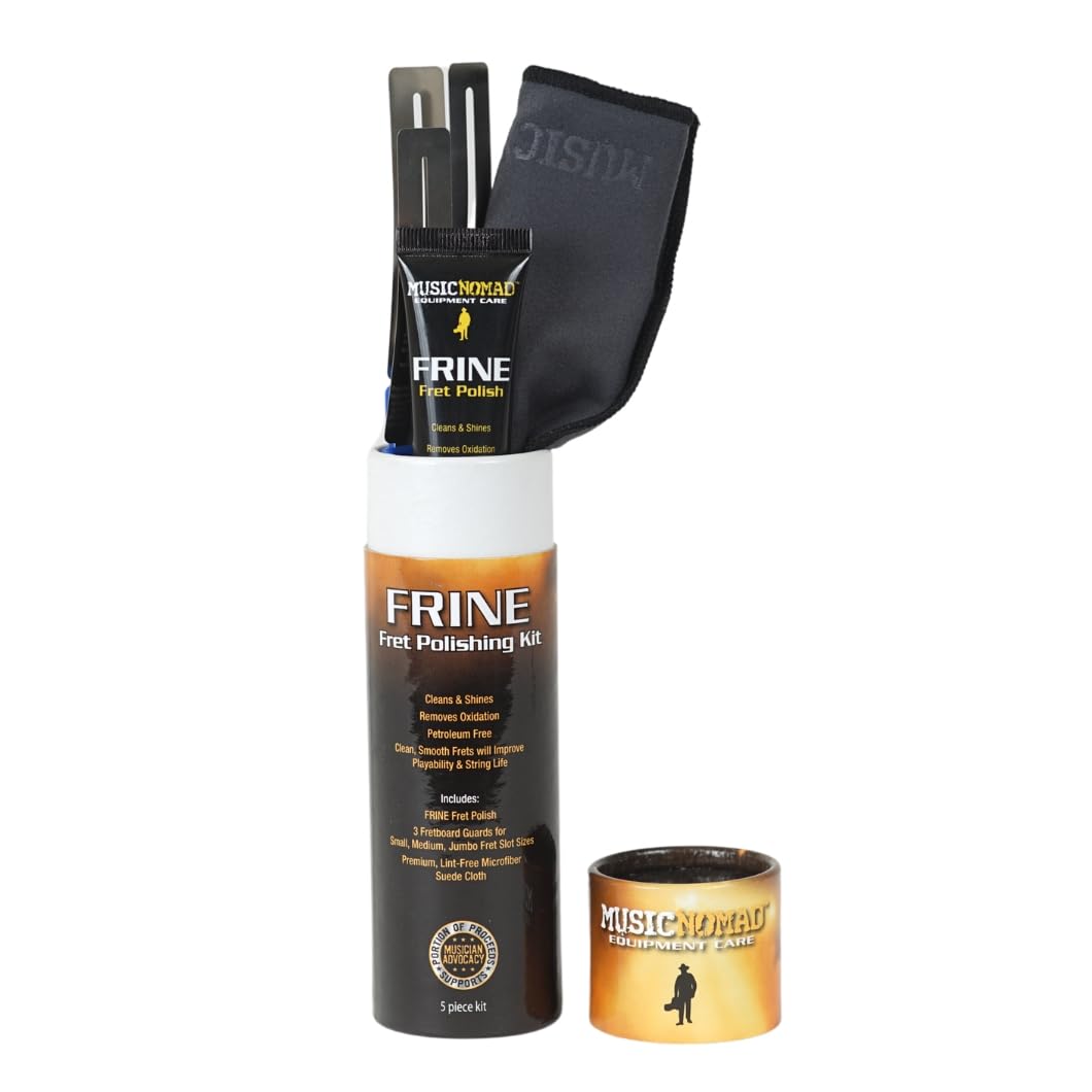 MusicNomad 5 pc. FRINE Fret Polishing Kit with Fretboard Guards, Polish, Cloth (MN124)