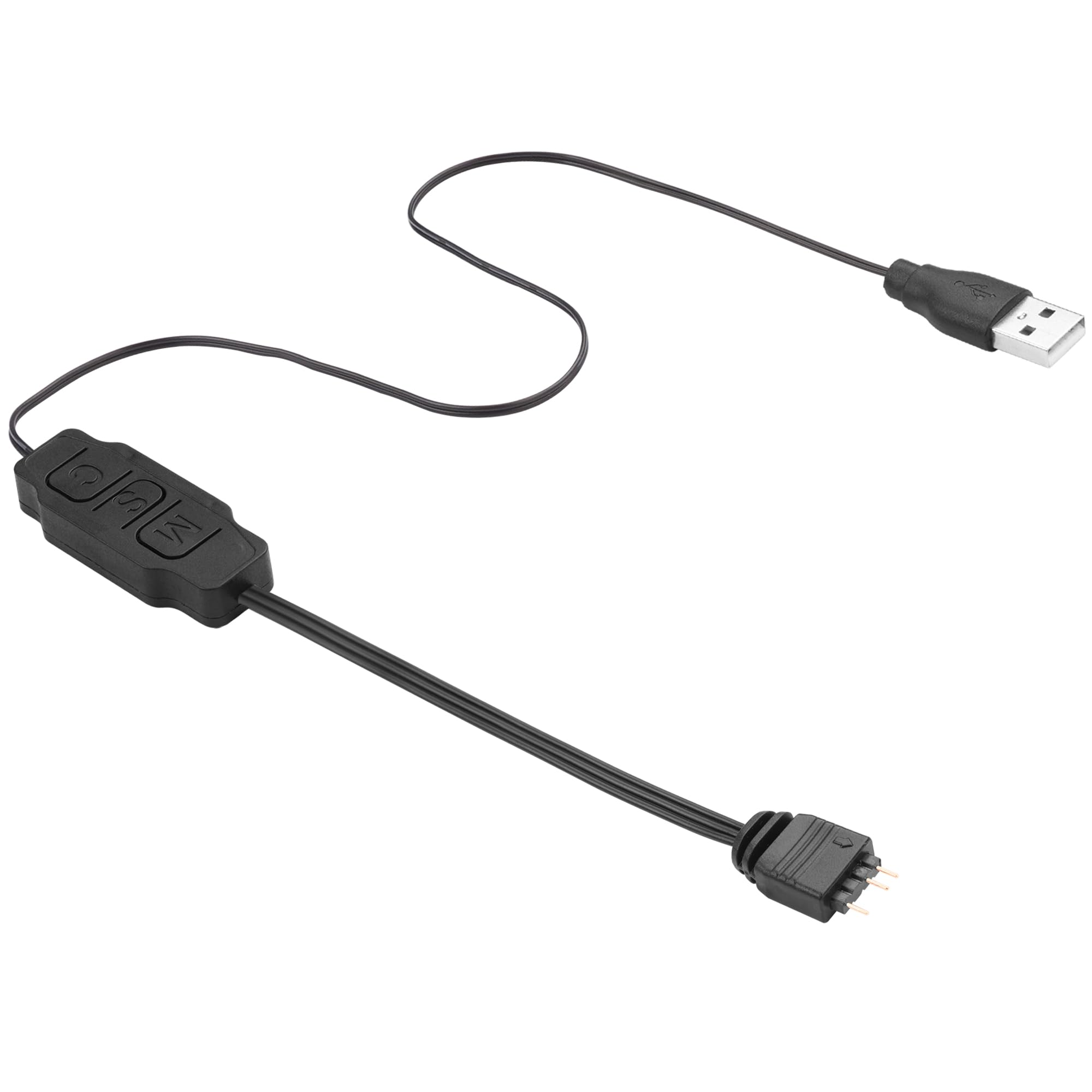 ELFJMZP ARGB LED Controller 5V 3-Pin - 70 cm Total Length USB Powered Mini RGB Controller with (M-Mode) (S-Speed) (C-Color) Butt