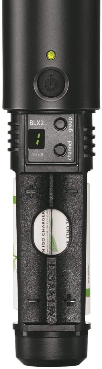 Shure BLX2/SM58 Handheld Wireless Transmitter with SM58 Vocal Microphone Capsule, for use with BLX Wireless Systems (Receiver So