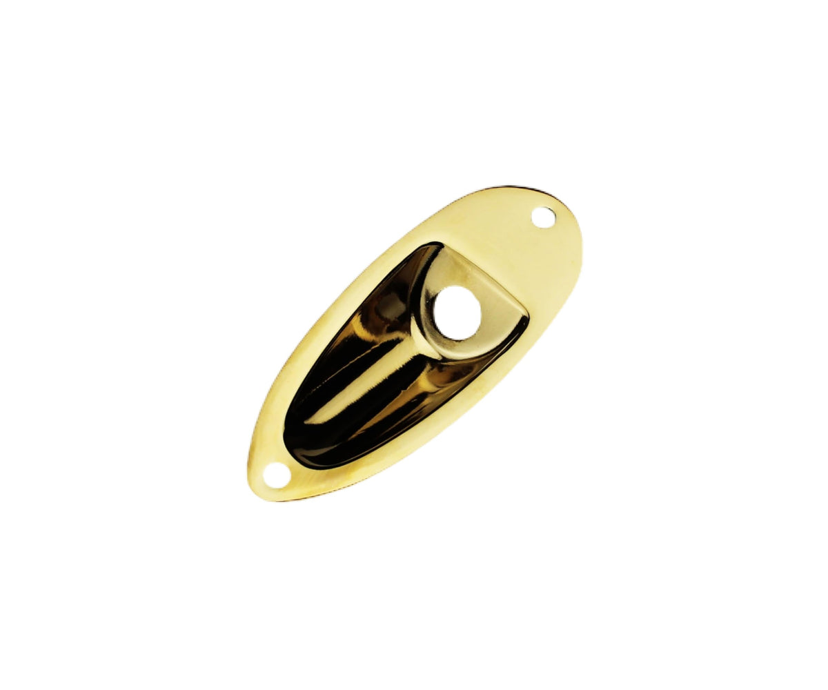 Guyker Guitar Oval Curved Metal Jack Plate, Boat Shape Input Jackplate Socket Ferrule Output For Electric Guitar Bass Replacemen
