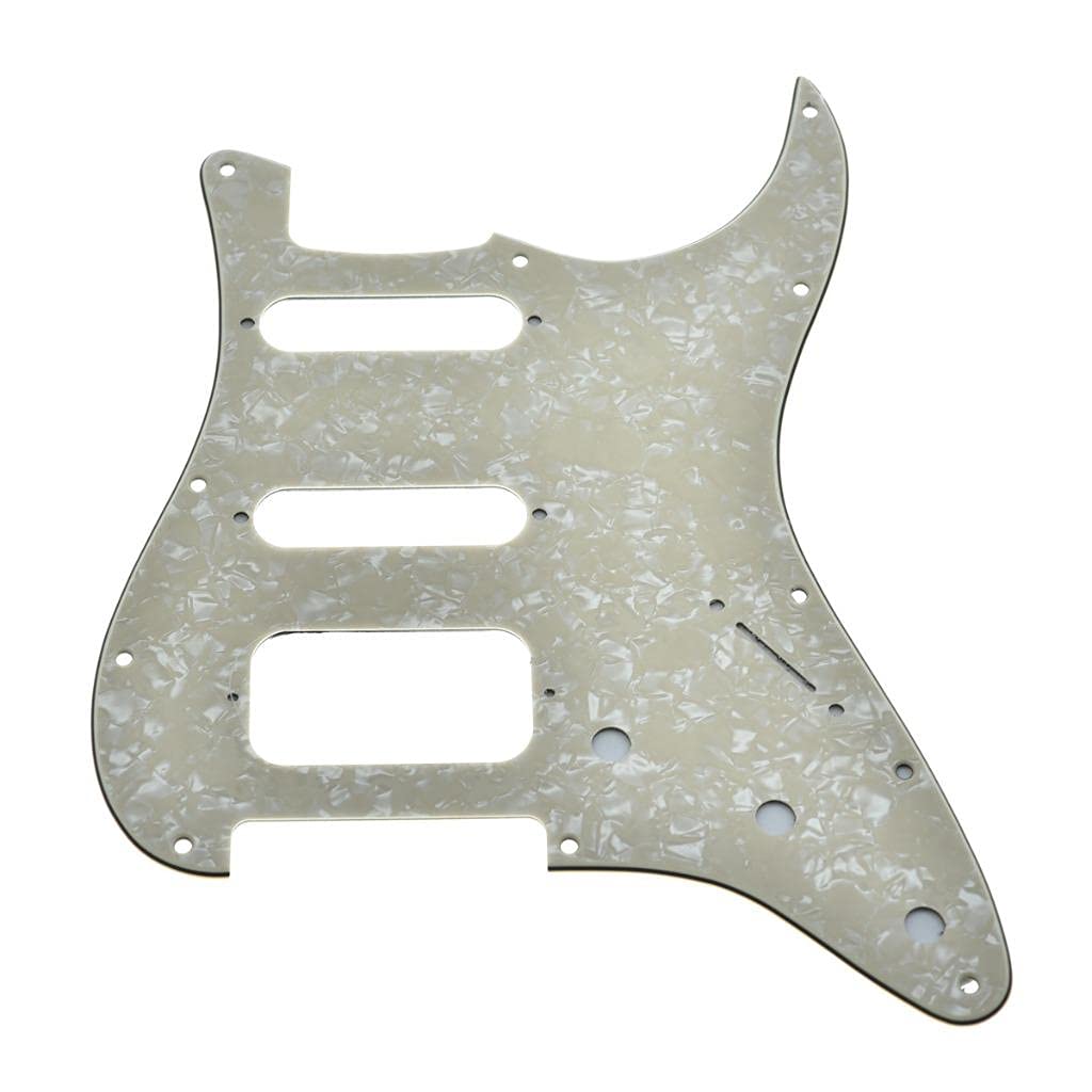 Dopro 11-Hole Strat Hss Guitar Pickguard 2-Screw Humbucking Pickup Mount For American Fd Stratocaster Aged Pearl