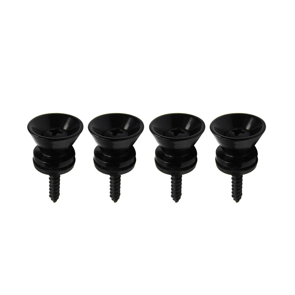 FLEOR 4pcs Black Metal Guitar Strap Locks Buttons End Pins with Screws & Washers for Guitar Bass Ukulele Mandolin