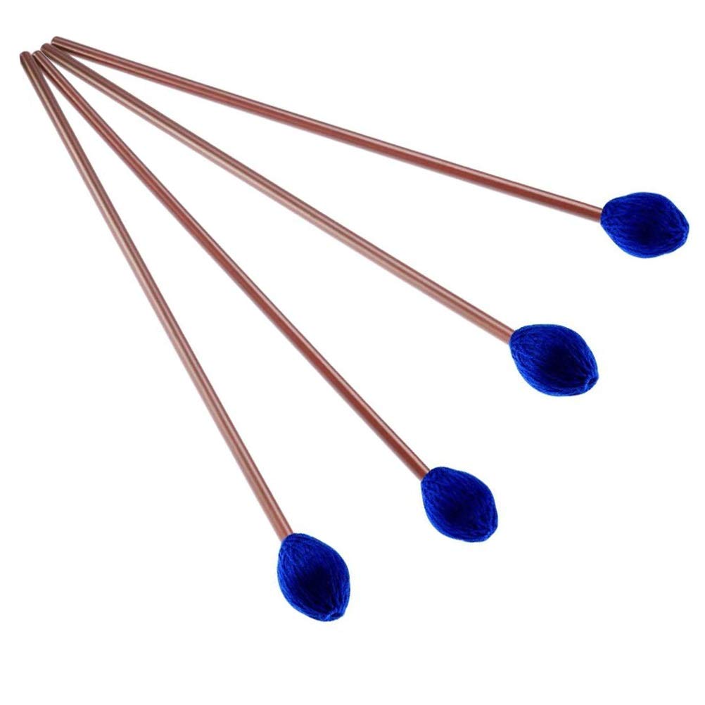 Vankcp 2 Pair Marimba Mallets Medium Blue Hard Yarn Head Keyboard Marimba Mallets for Percussion Marimba Playing Glockenspiel Ma
