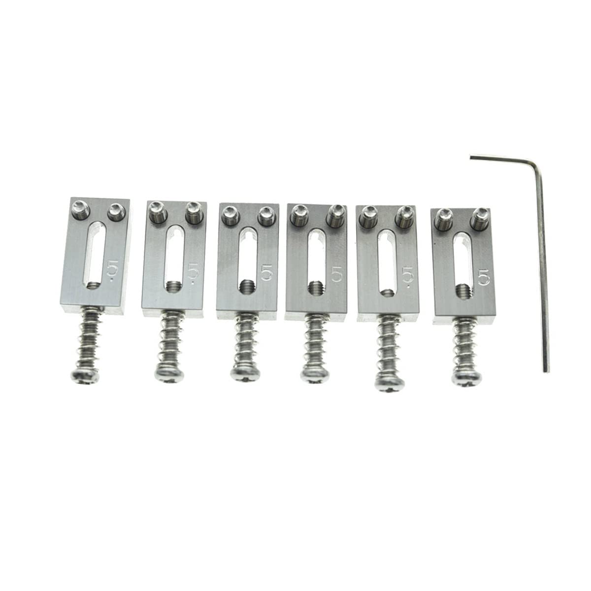 KAISH Upgraded Version Stainless Steel Guitar Bridge Saddles 10.5mm String Spacing with Nickel Screws for Stratocaster/Telecaste