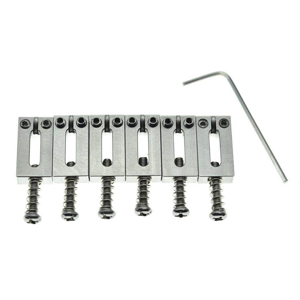 KAISH Upgraded Version Stainless Steel Guitar Bridge Saddles 10.8mm String Spacing with Nickel Screws for Stratocaster/Telecaste