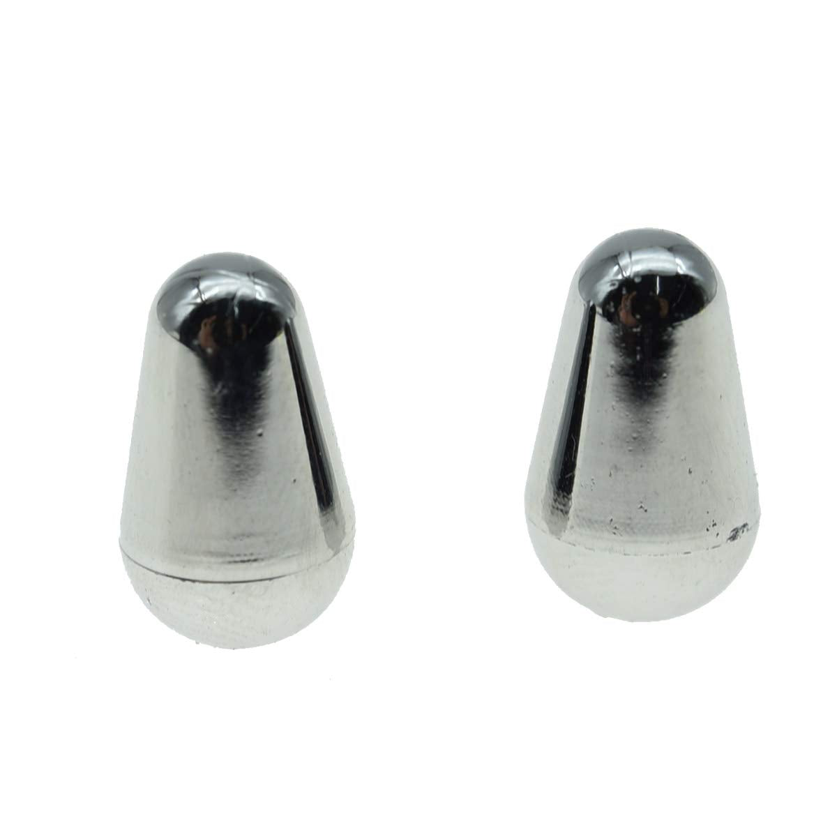 Kaish 2Pcs Guitar 5 Way Pickup Switch Tip Switch Cap Switch Knob For Usa Strat/Stratocaster Chrome