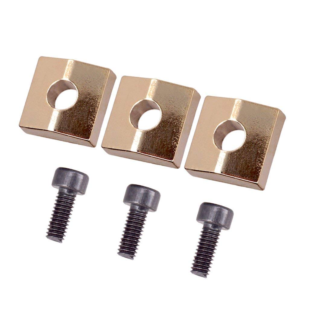 3 Pieces Locking Nut Block and Screws Guitar Cap Suitable for Tremolo Bridge Replacement Part (Golden+Black)