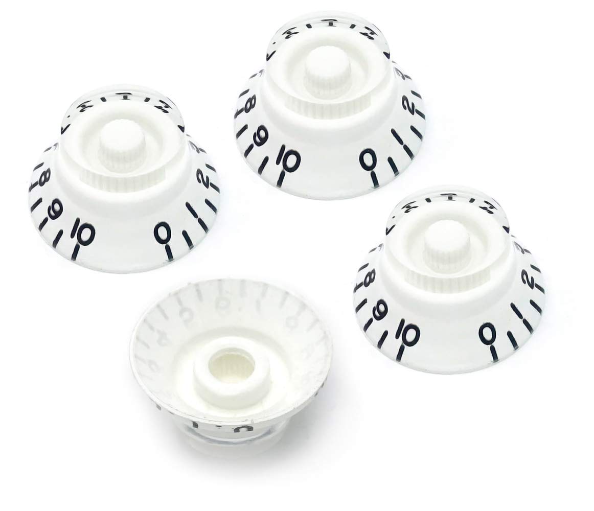Vintage Forge White Top Hat Bell Knobs Compatible with Gibson Les Paul Electric Guitar (Set of 4) Fits 24 Fine-Spline USA (Imper