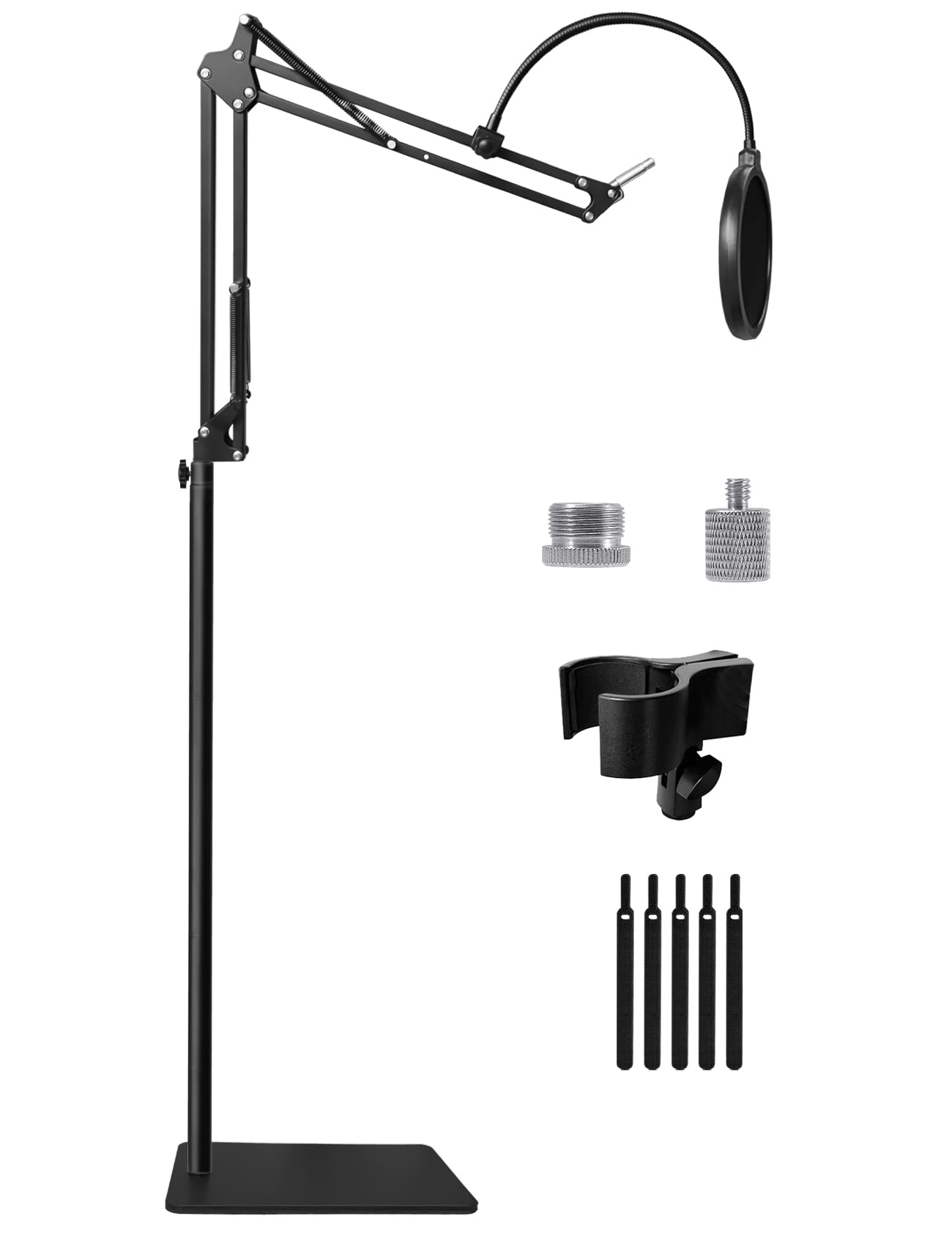 Mic Stand Floor Boom Arm For Blue Yeti, Nano, Snowball, Hyperx Quadcast, Shure Sm7B Mv7, Fifine K688 And More Mic, Floor Microph