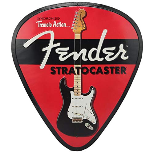 Fender Stratocaster Guitar Pick Metal Sign - Vintage Wall Art For Music Room, Bedroom Or Man Cave
