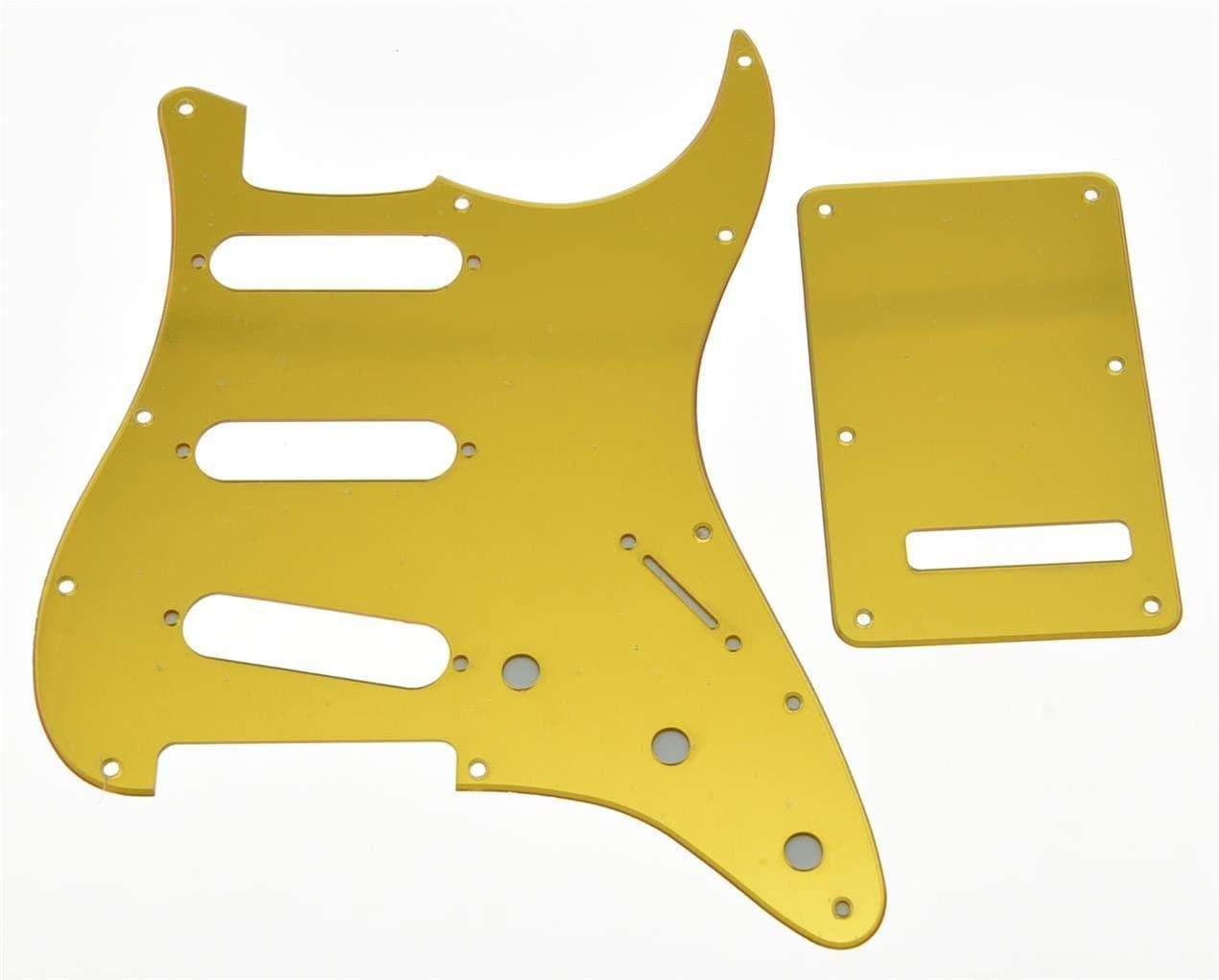 Dopro 11 Hole Strat SSS Pickguard ST Back Plate Trem Cover for USA/Mexican FD Strat Gold Mirror