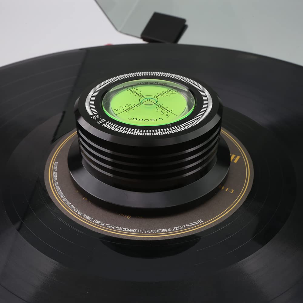 Viborg LP528B Record Weight Phono LP Disc Stabilizer, Black 50Hz Turntable Level, 280G (9.9 OZ) HiFi 3 in 1 Vinyl Clamp Strobe S