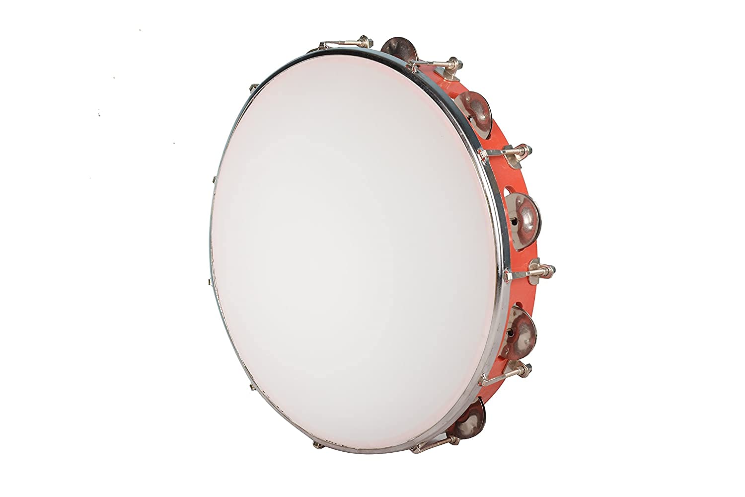 SmSai Musicals Tambourine/Kanjira/Dafali Hand Percussion Musical Instrument Fibre Daffli -With Head Red- 2