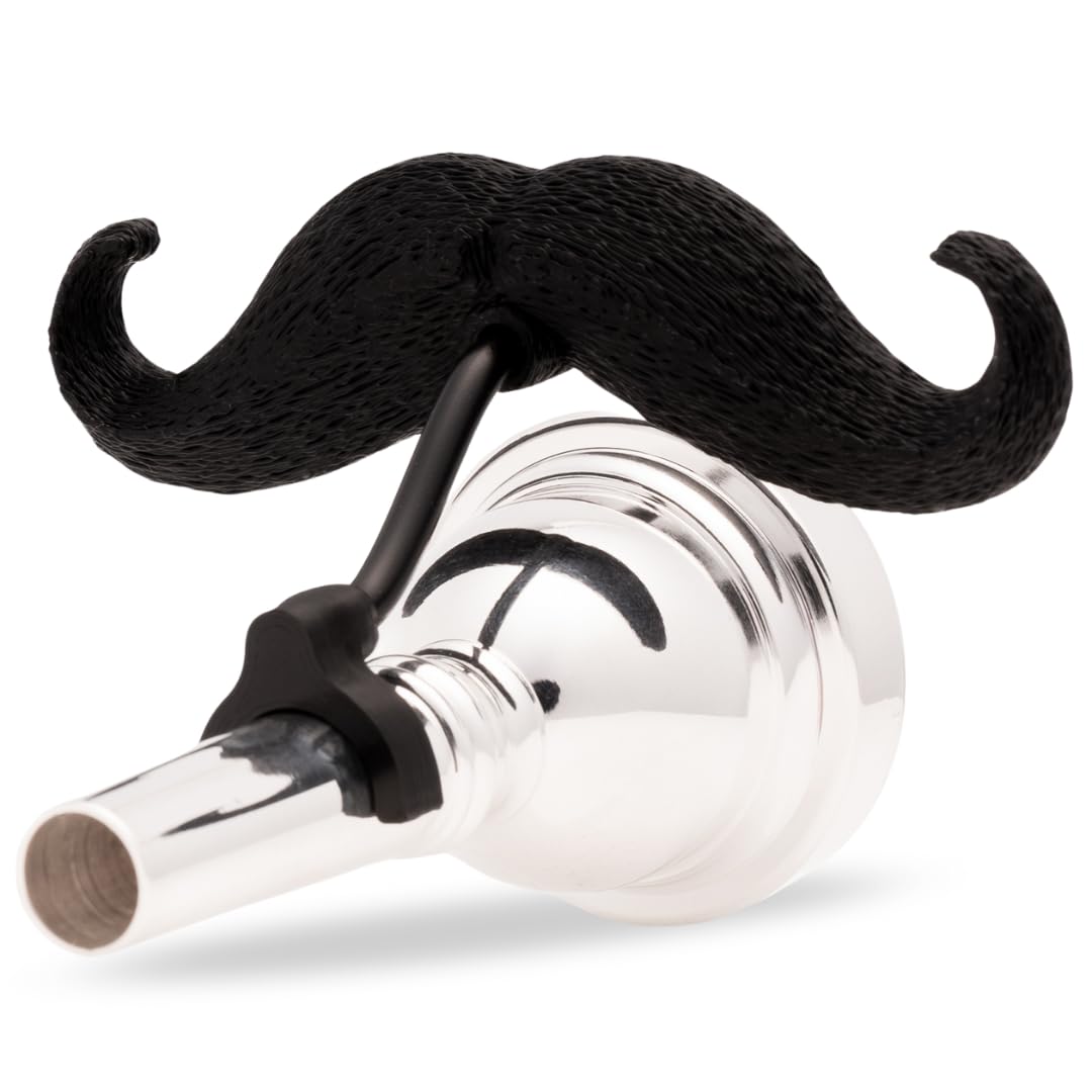 Trombone-stache XL, by Brasstache - New (2024) The Original Clip-on XL Mustache for Trombone or Baritone Mouthpiece, Small Shank