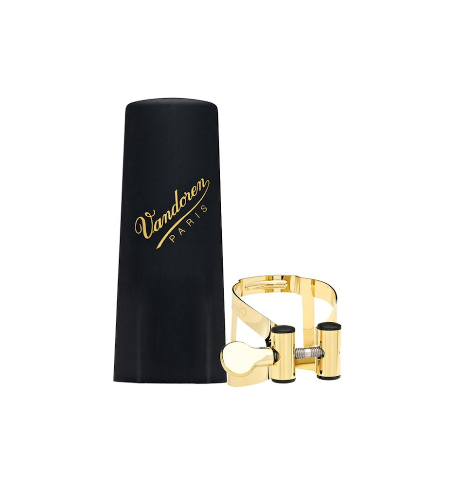 Vandoren LC56DP M/O Ligature and Plastic Cap for Soprano Saxophone; Gilded Finish