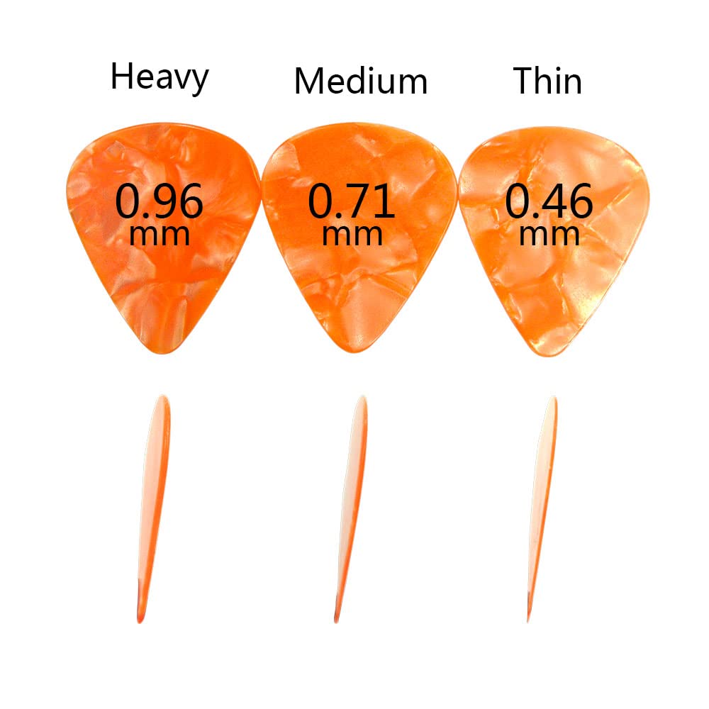 Hyshina Guitar Picks, 30 Pack Celluloid Guitar Pick Plectrums Sampler for Acoustic, Electric or Bass Guitars, Random Colors (Hea