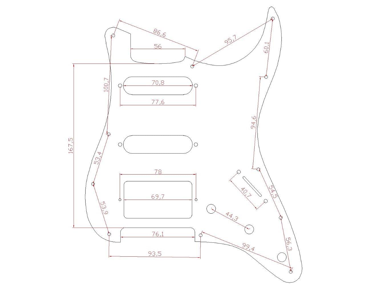 KAISH 11 Hole Metal Aluminum Anodized Modern Style ST/Strat HSS Pickguard Guitar Pick Guard Scratch Plate for USA/Mexico Stratoc