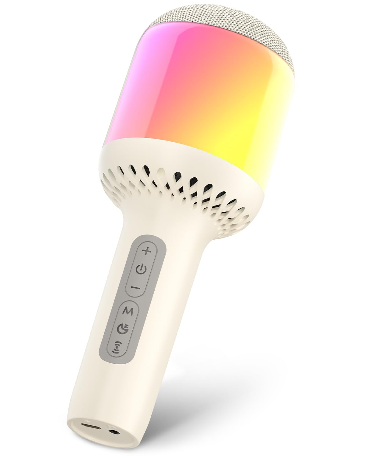 Bluetooth Karaoke Microphone with 360-degree LED Lights, Wireless Portable Singing Mic with 6 Voice Effects, Bluetooth 5.3, Dual