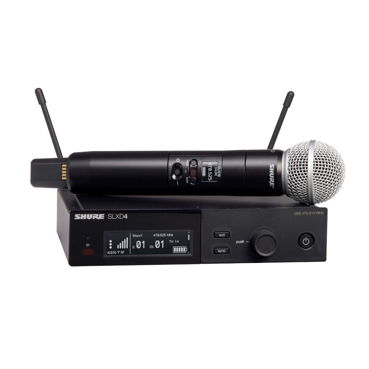 Shure SLXD24/SM58 Digital Wireless Microphone System - Includes SLXD2 Handheld Transmitter with SM58 Vocal Mic Capsule and SLXD4