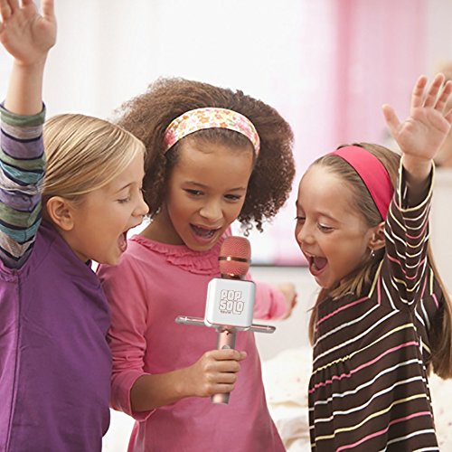 Tzumi PopSolo Professional Bluetooth Karaoke Microphone and Voice Mixer with Smartphone Holder - Great for Kids and Parties - Ro