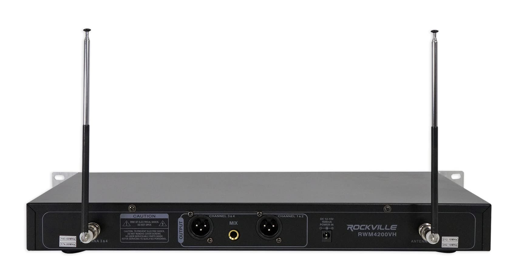 Rockville RWM4200VH VHF Wireless Quad Handheld Microphone System w LCD Display