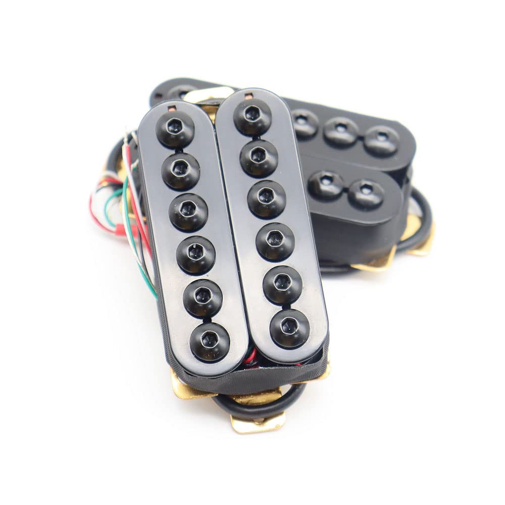 High Output Invader style Guitar Humbucker Pickups Ceramic Magnet Neck and Bridge Pickups For Electric Guitar Parts (Black)