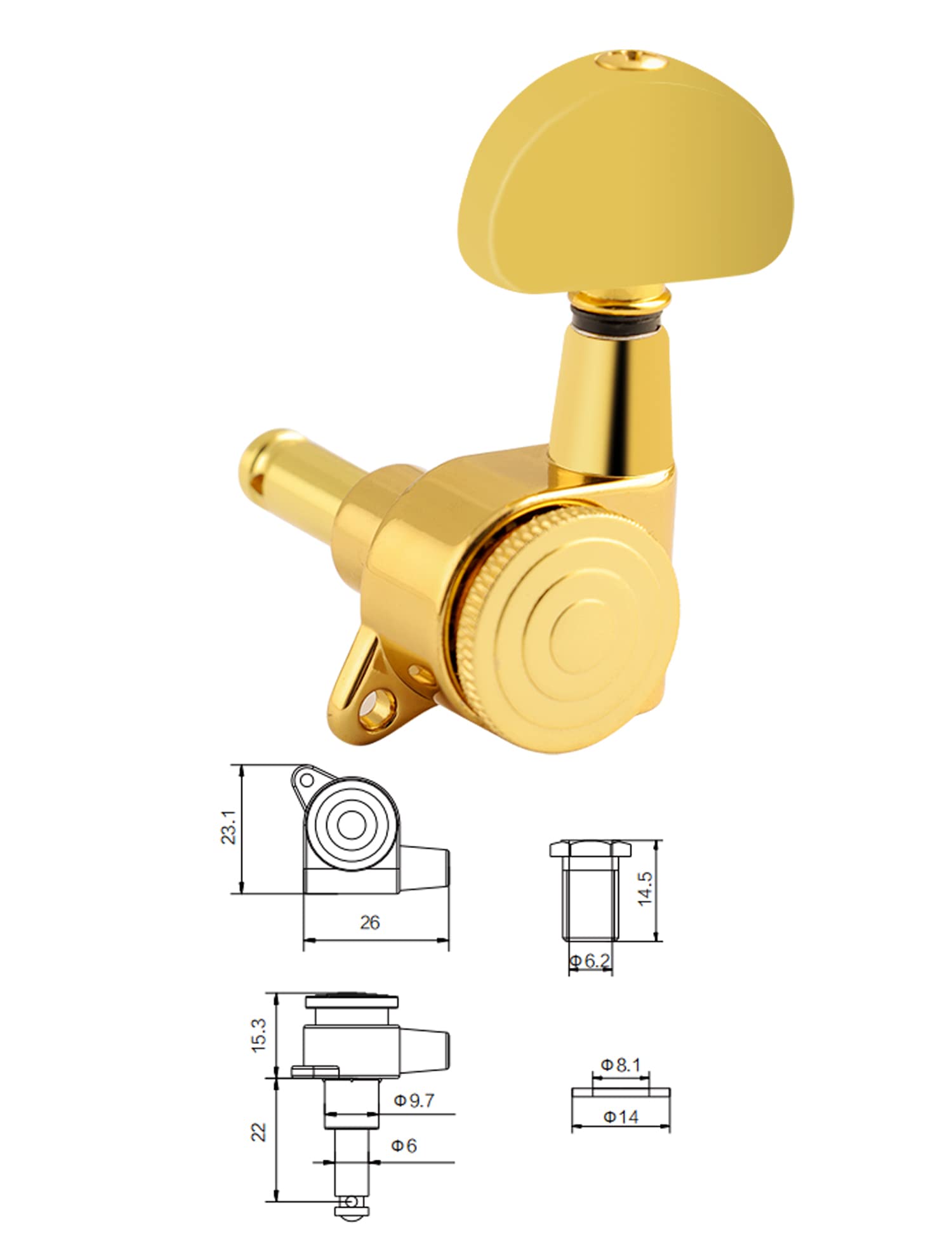 Metallor Locking Guitar String Tuning Pegs Tuning Keys Machine Heads Tuners 1:18 Gear Ratio 3L 3R for Electric Guitar or Acousti