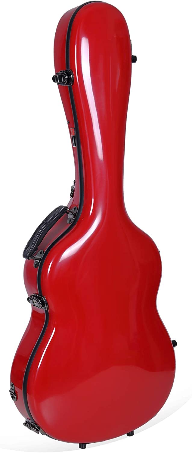 Crossrock 4/4 Full Size Backpack Style Fiberglass Hardshell Red Classical Guitar Case
